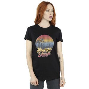 Netflix Womens/Ladies Stranger Things LA Gradient Cotton Boyfriend T-Shirt / Bla